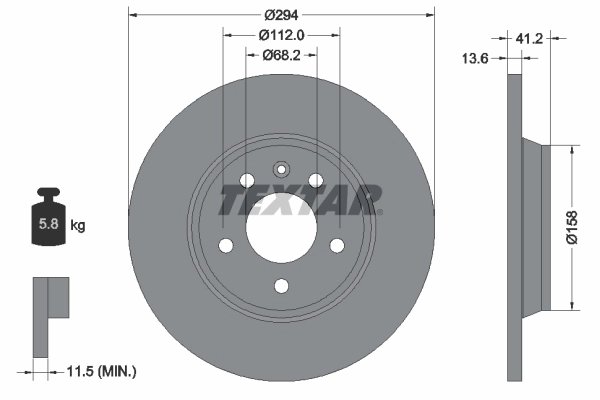 DISC FRANA TEXTAR 92098103 - Compatibil cu FORD, SEAT, VW