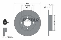 DISC FRANA TEXTAR 92098203 - Compatibil cu SEAT, VW