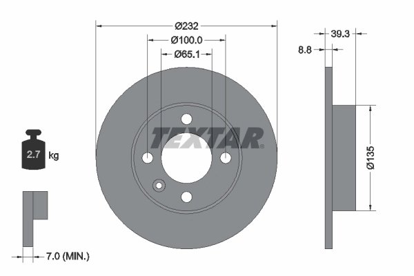 DISC FRANA TEXTAR 92098203 - Compatibil cu SEAT, VW
