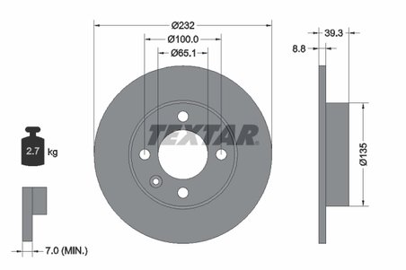DISC FRANA TEXTAR 92098203 - Compatibil cu SEAT, VW