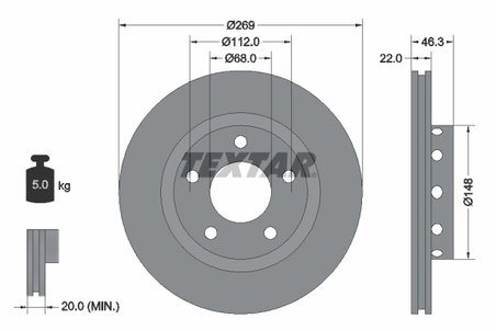 DISC FRANA TEXTAR 92098400 - Compatibil cu AUDI
