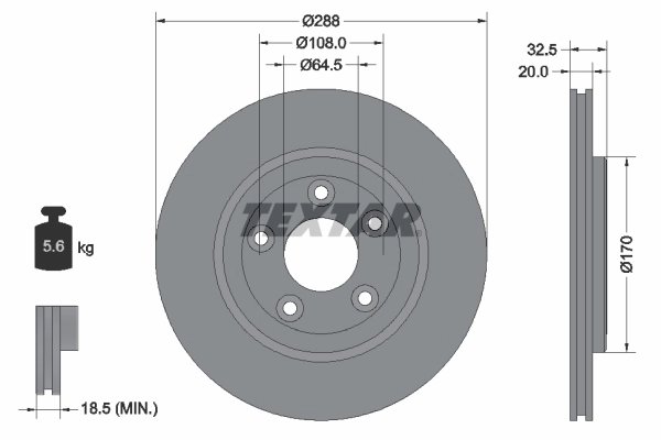 DISC FRANA TEXTAR 92099100 - Compatibil cu DAIMLER, FORD USA, JAGUAR, LINCOLN