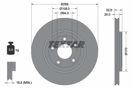 DISC FRANA TEXTAR 92099100 - Compatibil cu DAIMLER, FORD USA, JAGUAR, LINCOLN