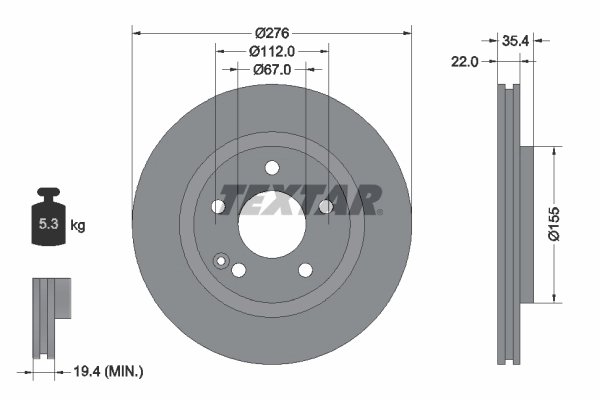 DISC FRANA TEXTAR 92099603 - Compatibil cu MERCEDES-BENZ