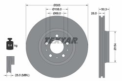 DISC FRANA TEXTAR 92100603 - Compatibil cu VOLVO