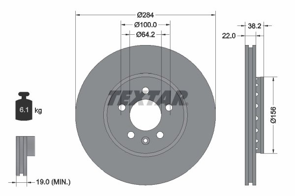 DISC FRANA TEXTAR 92103400 - Compatibil cu MG, MG (NANJING), MG (SAIC), ROEWE (SAIC), ROVER
