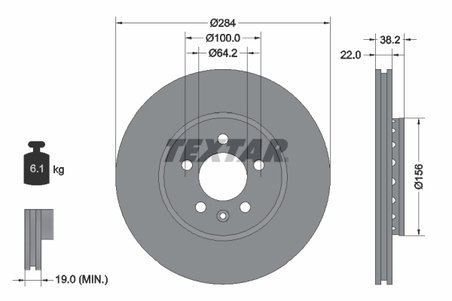 DISC FRANA TEXTAR 92103400 - Compatibil cu MG, MG (NANJING), MG (SAIC), ROEWE (SAIC), ROVER