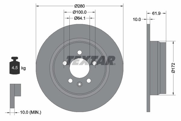 DISC FRANA TEXTAR 92103500 - Compatibil cu CHANGAN, MG, MG (NANJING), ROVER