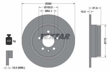 DISC FRANA TEXTAR 92103500 - Compatibil cu CHANGAN, MG, MG (NANJING), ROVER