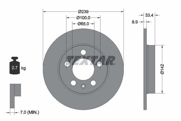 DISC FRANA TEXTAR 92105803 - Compatibil cu AUDI, SKODA, VW