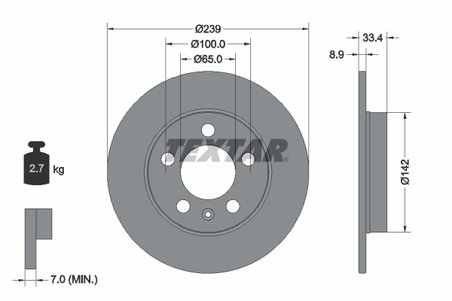 DISC FRANA TEXTAR 92105803 - Compatibil cu AUDI, SKODA, VW