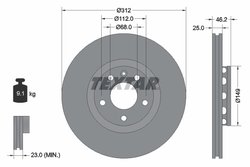 DISC FRANA TEXTAR 92106105 - Compatibil cu AUDI, AUDI (FAW), SEAT, SKODA, VW, VW (SVW)