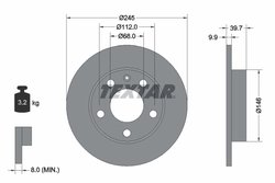 DISC FRANA TEXTAR 92106203 - Compatibil cu AUDI, SEAT