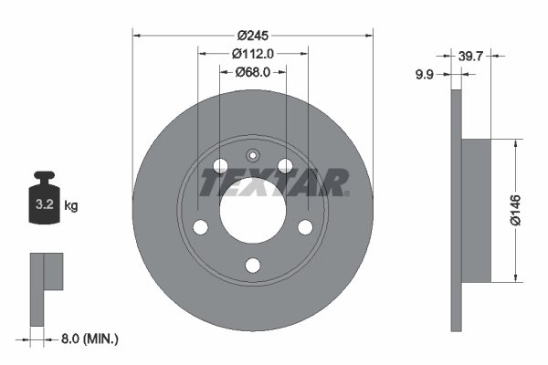DISC FRANA TEXTAR 92106203 - Compatibil cu AUDI, SEAT