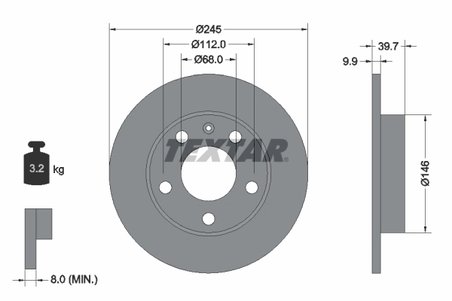 DISC FRANA TEXTAR 92106203 - Compatibil cu AUDI, SEAT