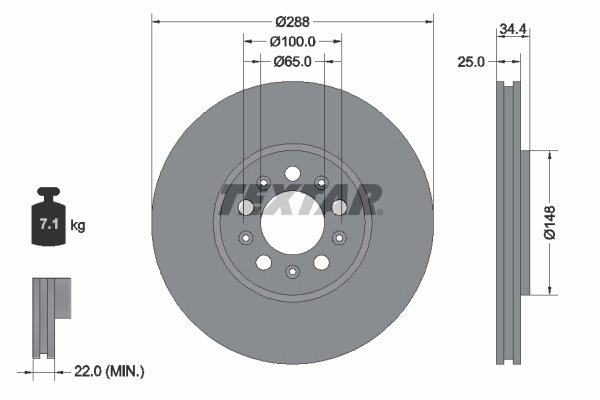 DISC FRANA TEXTAR 92106605 - Compatibil cu AUDI, SEAT, SKODA, SKODA (SVW), VW, VW (FAW), VW (SVW)