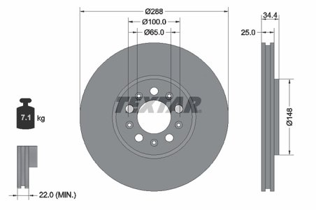 DISC FRANA TEXTAR 92106605 - Compatibil cu AUDI, SEAT, SKODA, SKODA (SVW), VW, VW (FAW), VW (SVW)