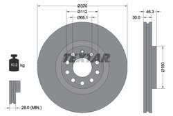 DISC FRANA TEXTAR 92106705 - Compatibil cu AUDI, AUDI (FAW), SEAT