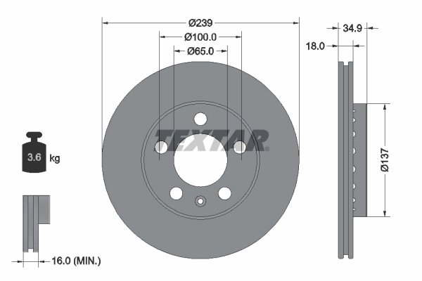 DISC FRANA TEXTAR 92106803 - Compatibil cu SKODA, SKODA (SVW), VW