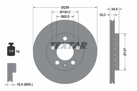 DISC FRANA TEXTAR 92106803 - Compatibil cu SKODA, SKODA (SVW), VW