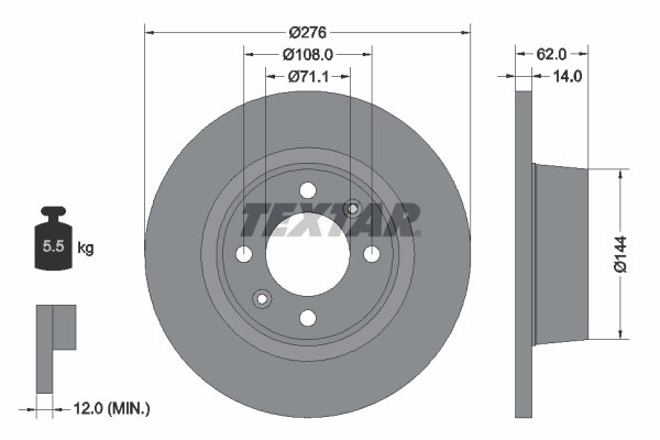 DISC FRANA TEXTAR 92107900 - Compatibil cu CITROEN