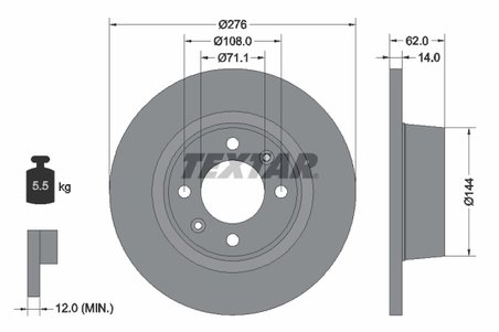 DISC FRANA TEXTAR 92107900 - Compatibil cu CITROEN