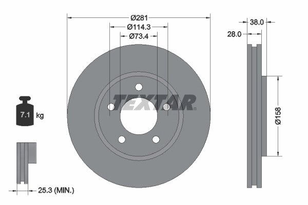 DISC FRANA TEXTAR 92108300 - Compatibil cu CHRYSLER, DODGE