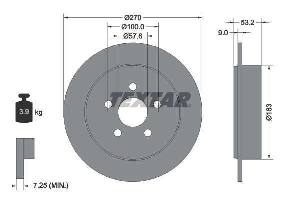 DISC FRANA TEXTAR 92108600 - Compatibil cu CHRYSLER, DODGE, PLYMOUTH