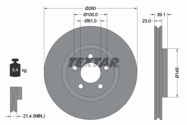 DISC FRANA TEXTAR 92108505 - Compatibil cu CHRYSLER