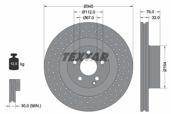 DISC FRANA TEXTAR 92108800 - Compatibil cu MERCEDES-BENZ