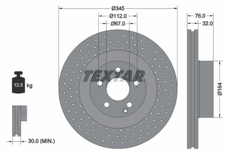 DISC FRANA TEXTAR 92108800 - Compatibil cu MERCEDES-BENZ