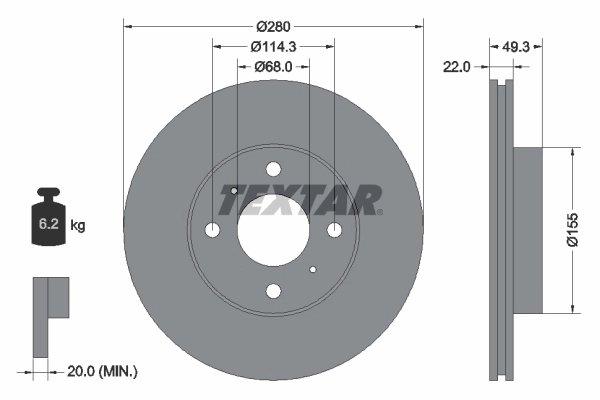 DISC FRANA TEXTAR 92109300 - Compatibil cu INFINITI, NISSAN