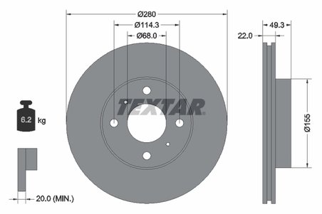 DISC FRANA TEXTAR 92109300 - Compatibil cu INFINITI, NISSAN