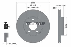 DISC FRANA TEXTAR 92109403 - Compatibil cu INFINITI, NISSAN