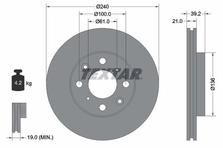 DISC FRANA TEXTAR 92110300 - Compatibil cu EVERUS, HONDA, HONDA (GAC)