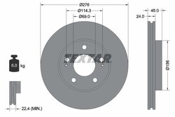 DISC FRANA TEXTAR 92110700 - Compatibil cu DODGE, MITSUBISHI