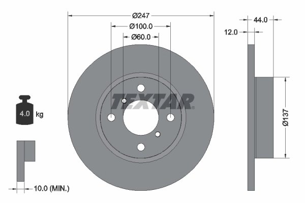 DISC FRANA TEXTAR 92110803 - Compatibil cu OPEL, SUZUKI, VAUXHALL