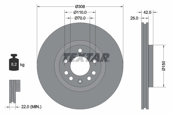 DISC FRANA TEXTAR 92110903 - Piesa auto compatibila cu mai multe marci