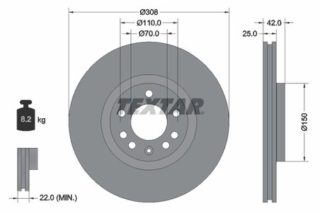 DISC FRANA TEXTAR 92110903 - Piesa auto compatibila cu mai multe marci