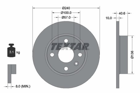DISC FRANA TEXTAR 92111003 - Compatibil cu HOLDEN, OPEL, VAUXHALL