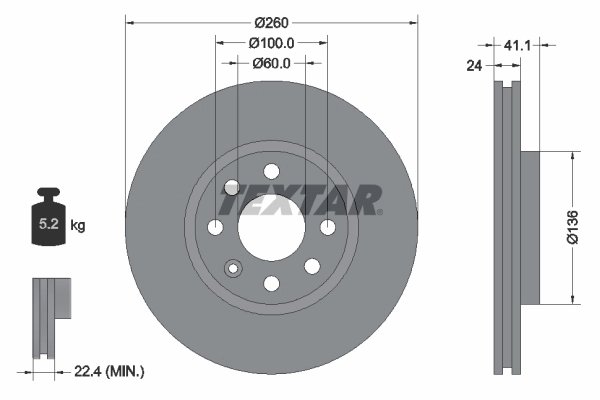 DISC FRANA TEXTAR 92111103 - Compatibil cu CHEVROLET, HOLDEN, OPEL, VAUXHALL