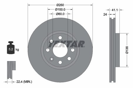 DISC FRANA TEXTAR 92111103 - Compatibil cu CHEVROLET, HOLDEN, OPEL, VAUXHALL