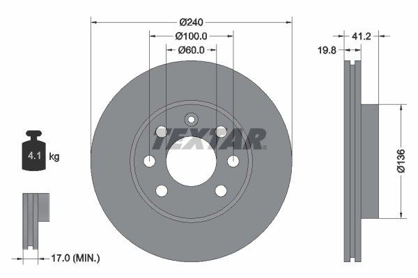 DISC FRANA TEXTAR 92111403 - Compatibil cu CHEVROLET, OPEL, VAUXHALL
