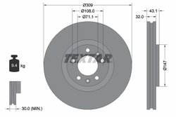 DISC FRANA TEXTAR 92111900 - Compatibil cu PEUGEOT