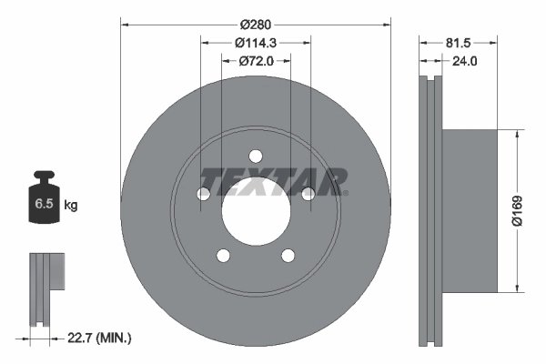 DISC FRANA TEXTAR 92113500 - Compatibil cu JEEP