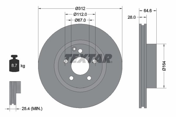 DISC FRANA TEXTAR 92115305 - Compatibil cu MERCEDES-BENZ