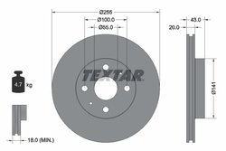 DISC FRANA TEXTAR 92115603 - Compatibil cu ENGLON, FAW (TIANJIN), GEELY, GREAT WALL, TOYOTA, TOYOTA (FAW)