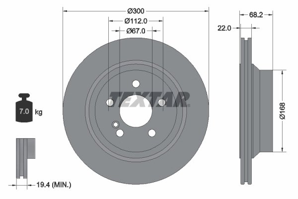 DISC FRANA TEXTAR 92115505 - Compatibil cu MERCEDES-BENZ, MERCEDES-BENZ (BBDC)