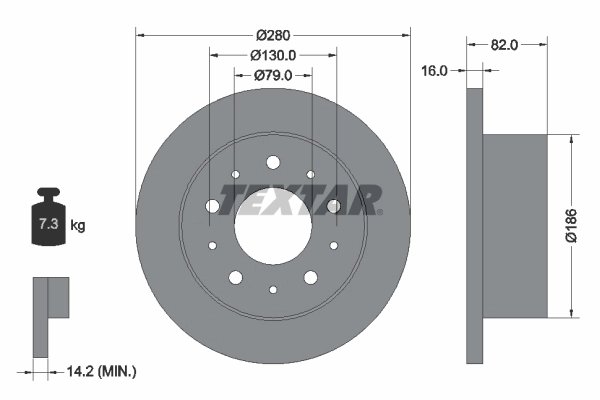 DISC FRANA TEXTAR 92116203 - Compatibil cu CITROEN, FIAT, OPEL, PEUGEOT, VAUXHALL