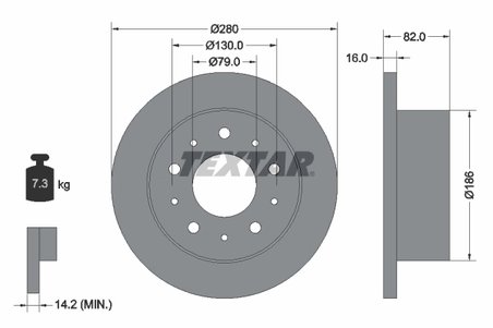 DISC FRANA TEXTAR 92116203 - Compatibil cu CITROEN, FIAT, OPEL, PEUGEOT, VAUXHALL